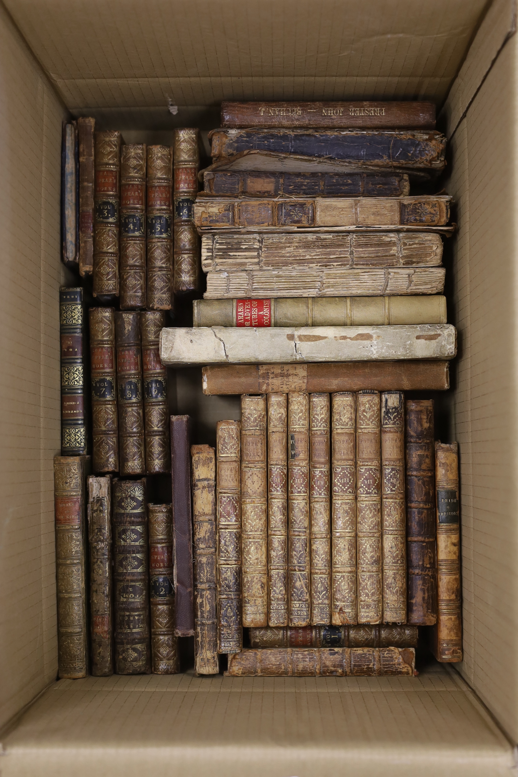 A group of assorted leather bindings